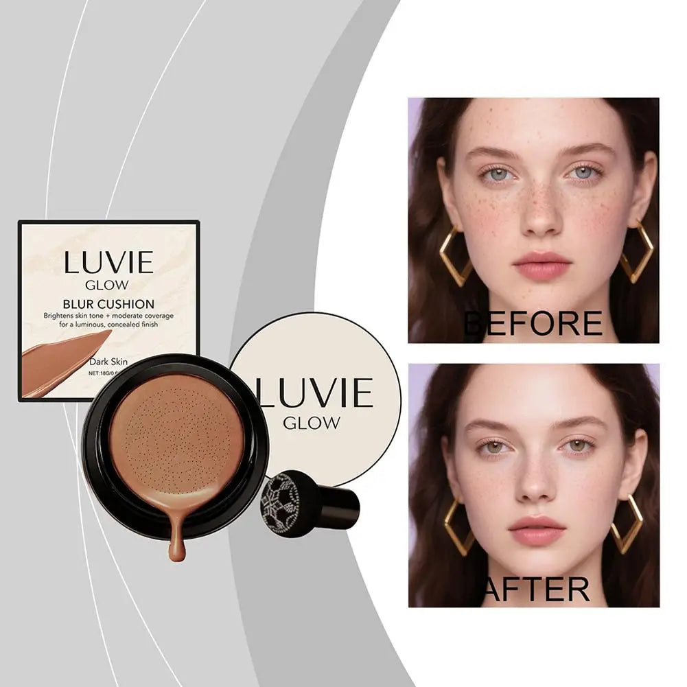 Glow Foundation Cushion, Mushroom Head Air Cushion BB Cream Face Makeup Foundation, Concealer Long-Lasting Even Skin Tone Oasis Select