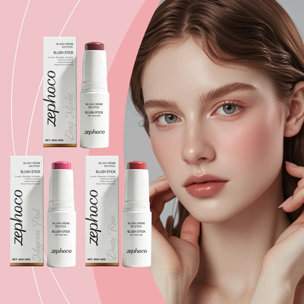 Portable Cream Blush Stick Soft Mist Finish Hydrating Long-Wear Blendable Smooth Lightweight On-the-Go Cheek Blush Oasis Select