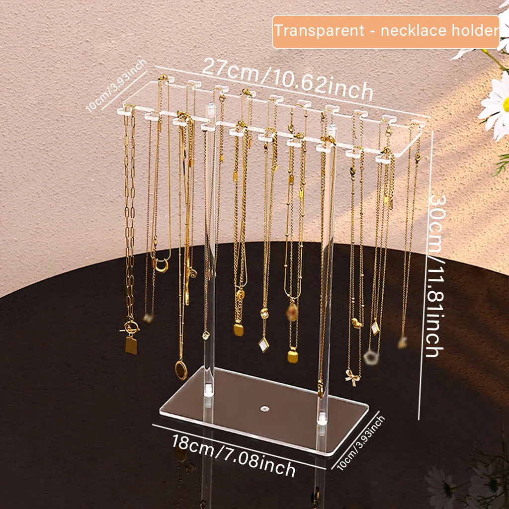 1pc Transparent Acrylic Desktop Necklace Display Rack, Dressing Table, Jewelry Organizer, Multifunctional Counter Display Props Oasis Select transparent