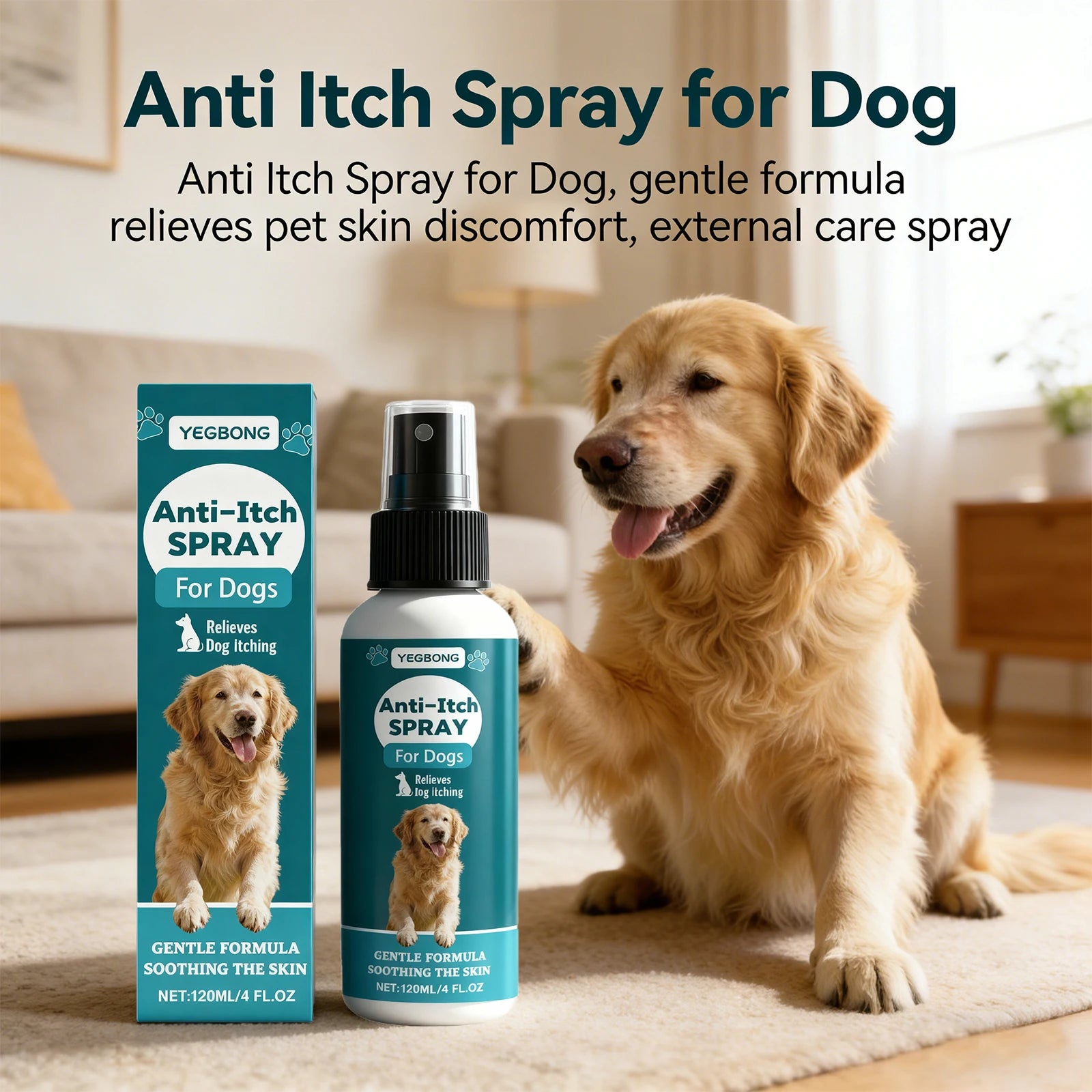 Anti Itch Spray for Dog Itch Relief Soothing Dog Skin Discomfortable Remove Mites Reduce Redness Pet Skin Repair Spray 120ml Oasis Select Default Title