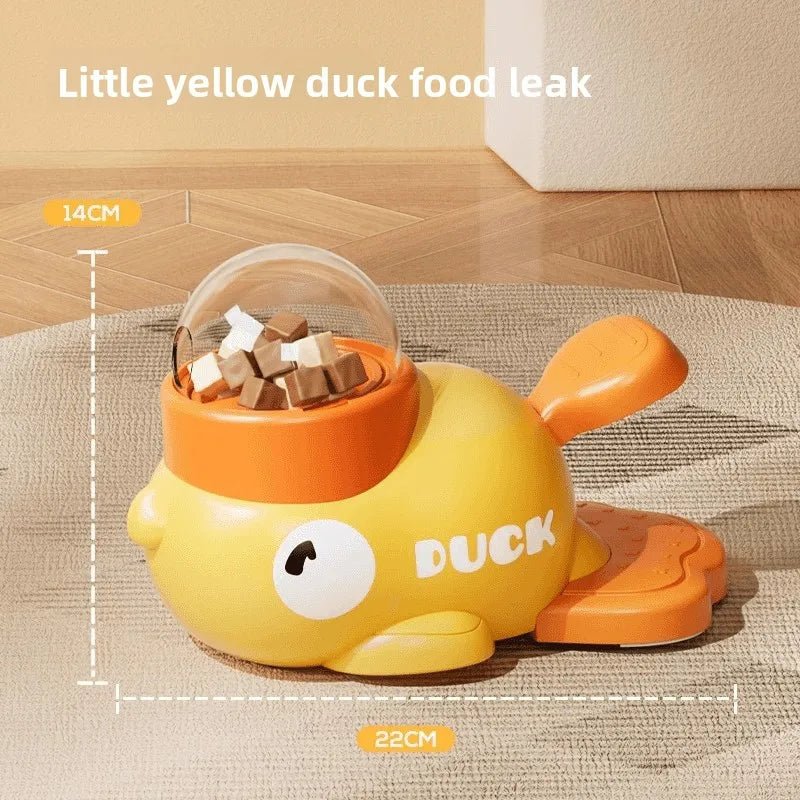 Interactive Pet Puzzle Feeder Little Yellow Duck Food Leak Toy Non-slip Base Slow Eating Bowl for Puppy Cat Daily Entertainment Oasis Select