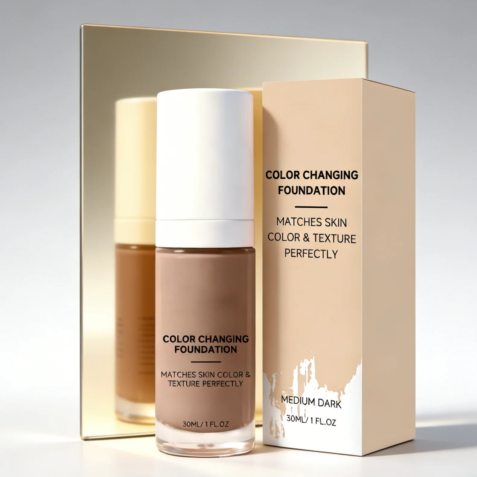 Color Changing Foundation Liquid Match Skin Tone Smooth Fine Lines Cover Blemishes Lasting Waterproof Easy Blend Face Foundation Oasis Select