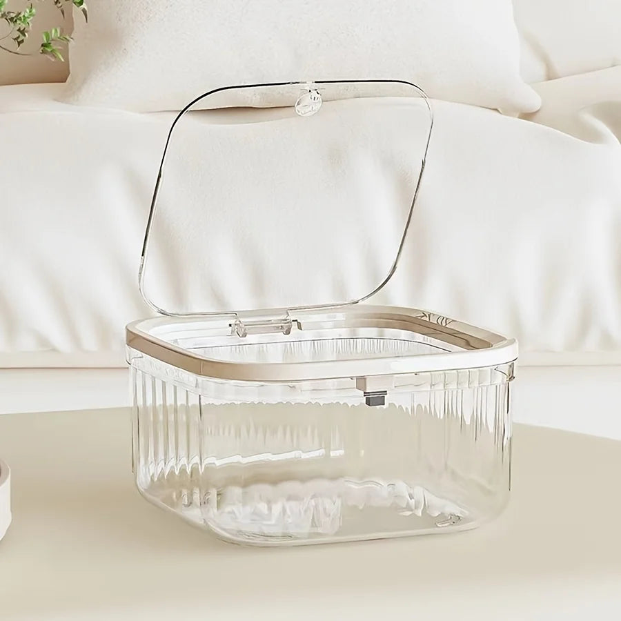 Multifunctional Hair Accessory Organizer with Lid - Waterproof, Pop Lid Organizer, Desktop Organizer, Rectangular Storage Oasis Select Transparent Small