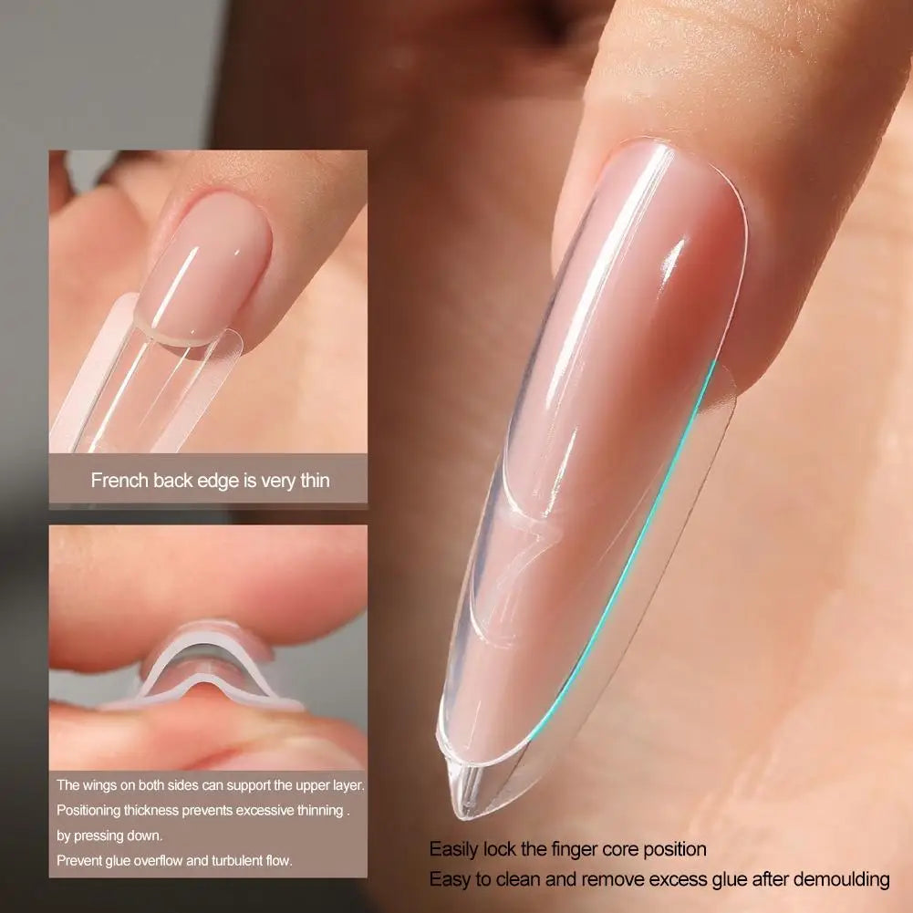 240Pcs Dual Nail Forms,Almond Extension Poly nail gel Nail Forms Full Cover Reusable Nail Molds for Solid Nail Gel Glue Nail Art Oasis Select