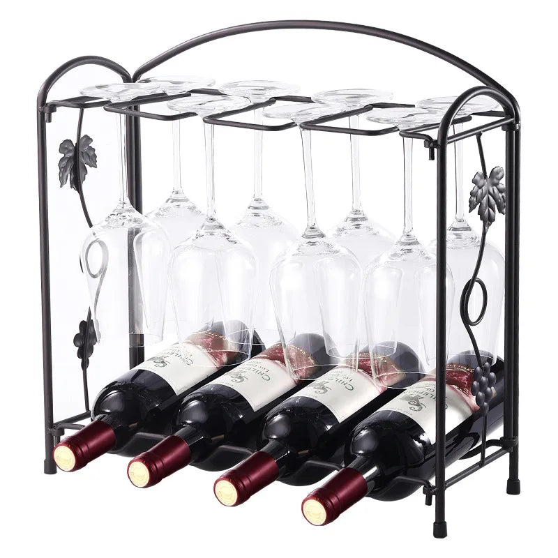 Household red wine glass rack wine cabinet wine rack ornament wine decoration upside down wine glass rack modern light luxury Oasis Select 4 bottles
