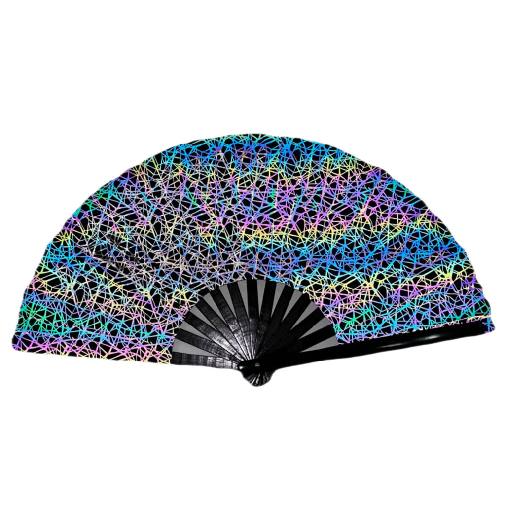 New Foldable Bamboo Fan 33cm Lightweight Holding Laser Colors Hand Fan Portable PVC Clack Clapping Fans for Line Dancing Oasis Select A23