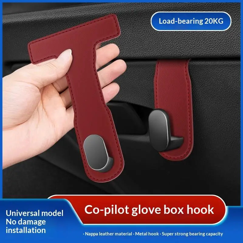 Car Glove Box Purse Hook Universal Hidden Car Hook PU Leather Hanging Hooks Interior Seat Back Hanger Hook Accessories Oasis Select