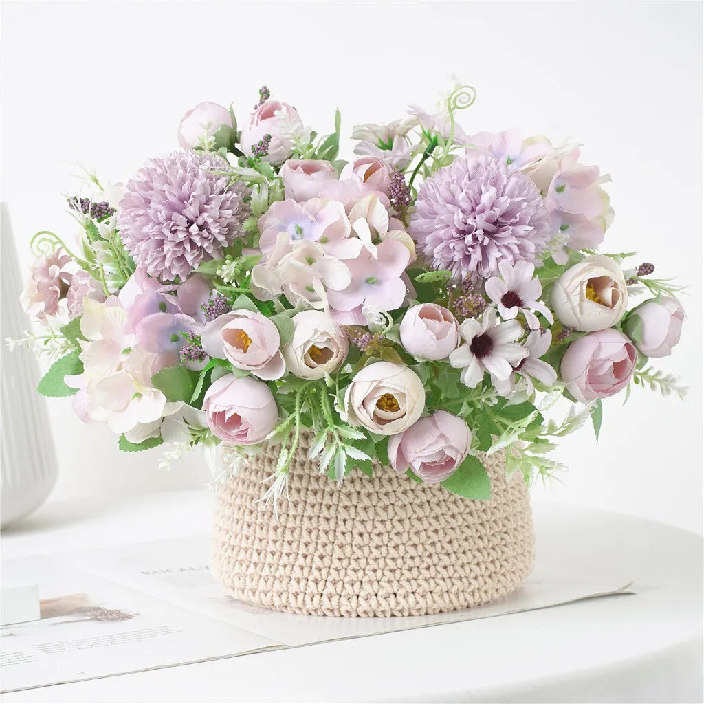 Artificial Silk Hydrangea Peony Bouquet – Wedding & Home Decor Artificial Flower Bouquet Oasis Select