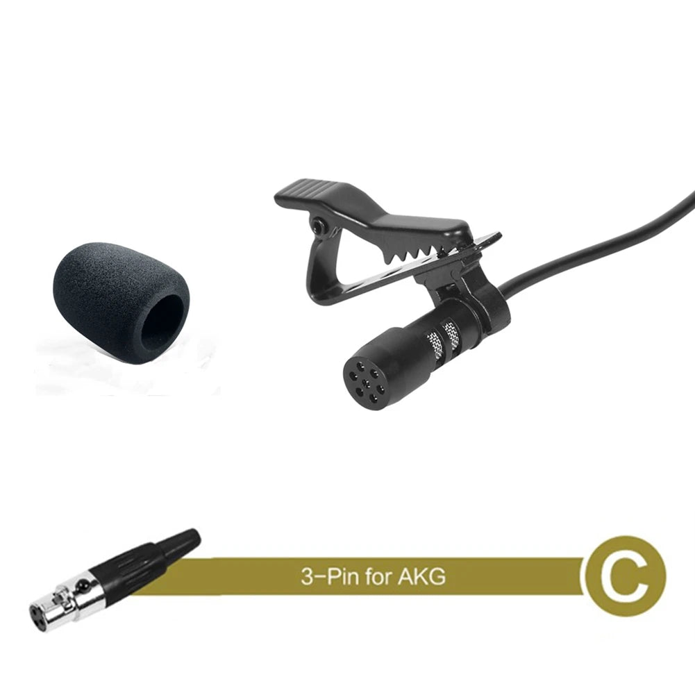 3.5mm Black Lavalier Lapel Microphone Miniature Broadcast Quality For Wireless System With A Metal Clip And A Windscreen Oasis Select C