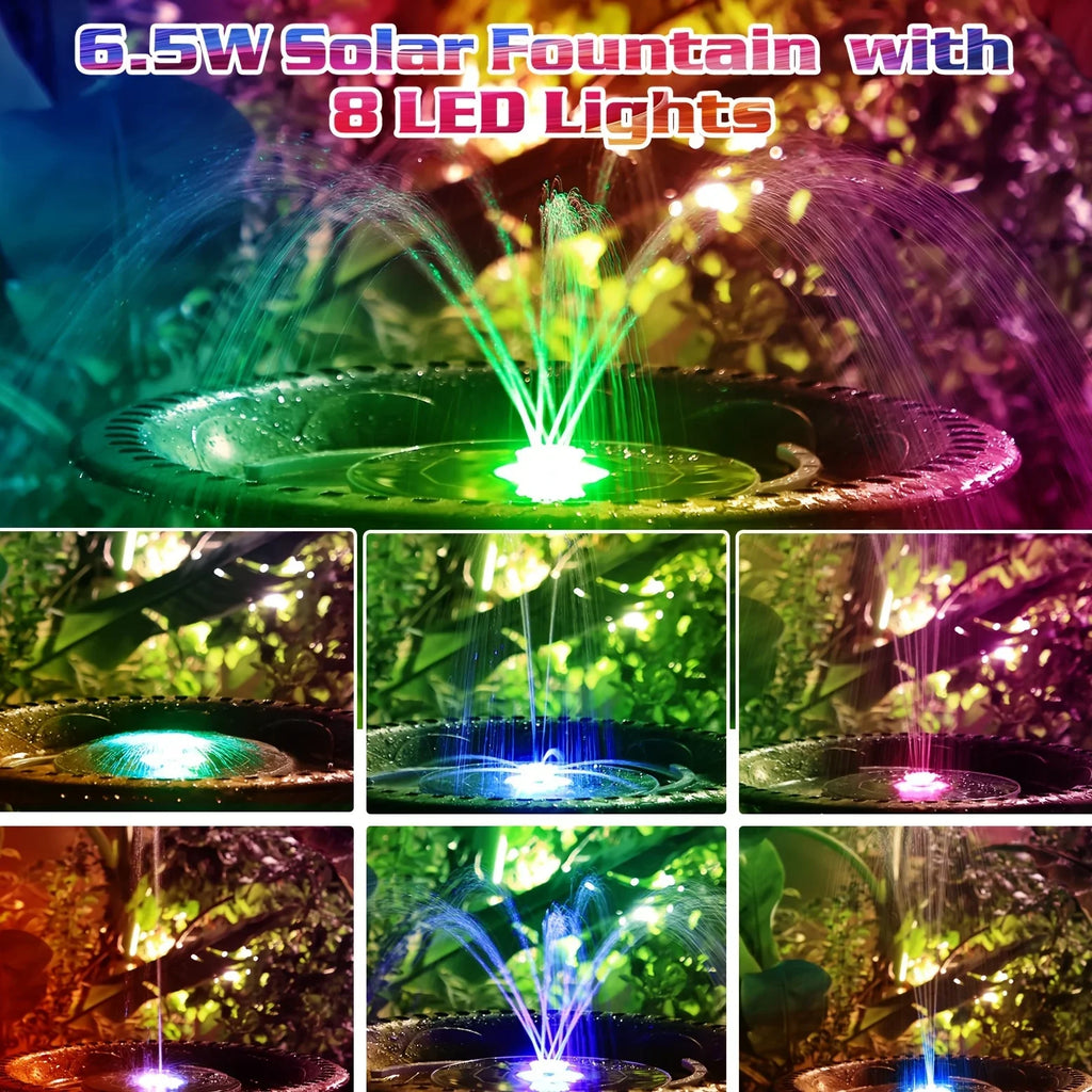 5.5W LED Solar Fountain Pump with Lights, for Bird Bath/Pool DIY Solar Water Fountain with Battery for Outdoor Garden Decoration Oasis Select