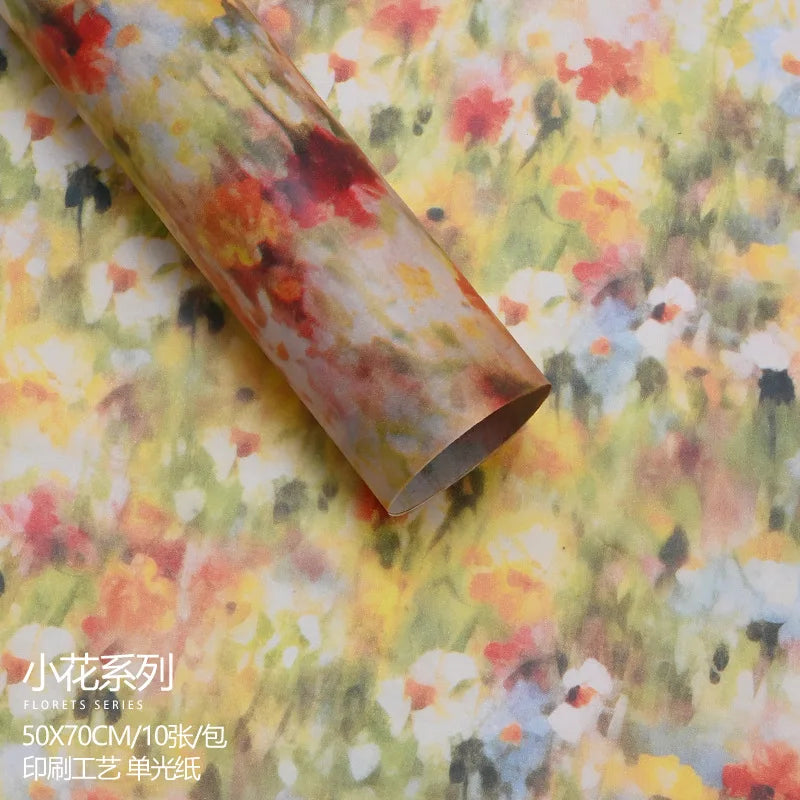 10-Sheet Vintage Floral Tissue Paper for Bouquets & Gift Wrap