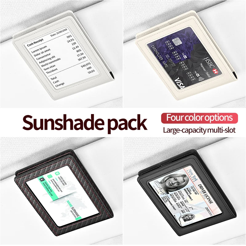 Car Sun Visor Card Holder – Leather Multi-Pocket Organizer
