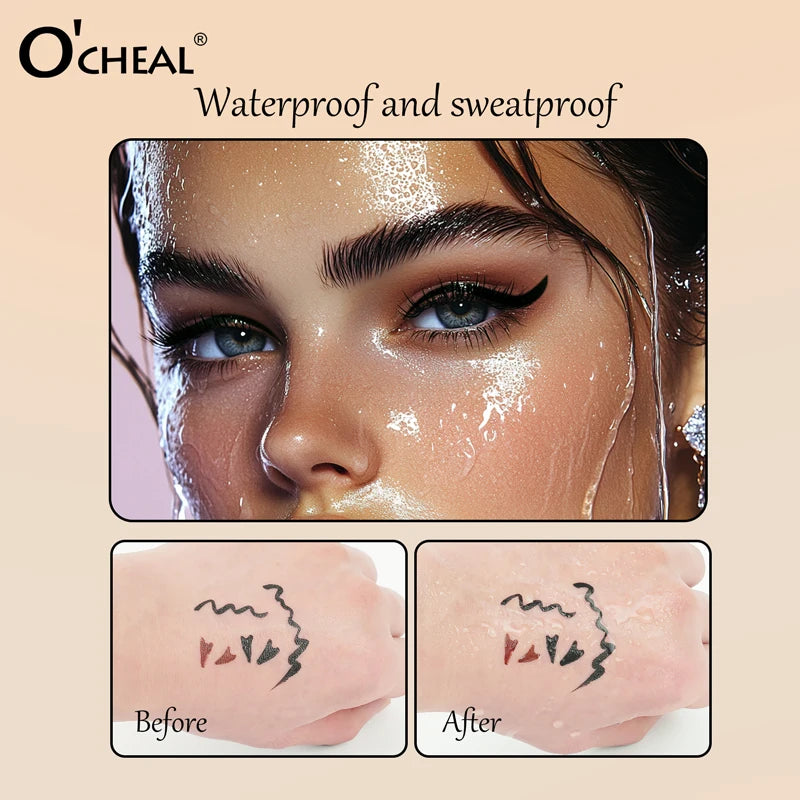 O'CHEAL 3 In 1 Stamp Eyeliner Pen Waterproof Non-Smudge Eyeliner Smooth Quick-Drying Long-lasting Dual-head Eye Tail Stamp Oasis Select