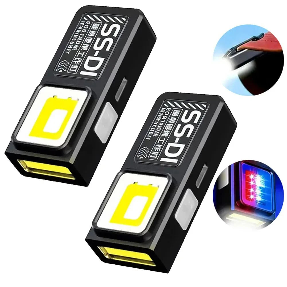 Mini COB LED Flashlight USB C Rechargeable Powerful Work Light with Clip Magnet Waterproof EDC Camping Walking Pocket Lantern Oasis Select S562-A 2PCS