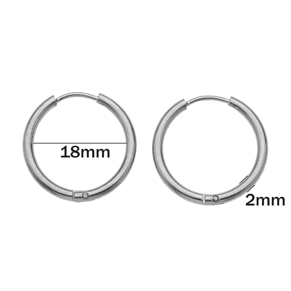 10pcs Stainless Steel Huggie Hoop Earrings Small Hypoallergenic For DIY Women Simple Cartilage Stud Earrings Jewelry Making Oasis Select Steel 18mm