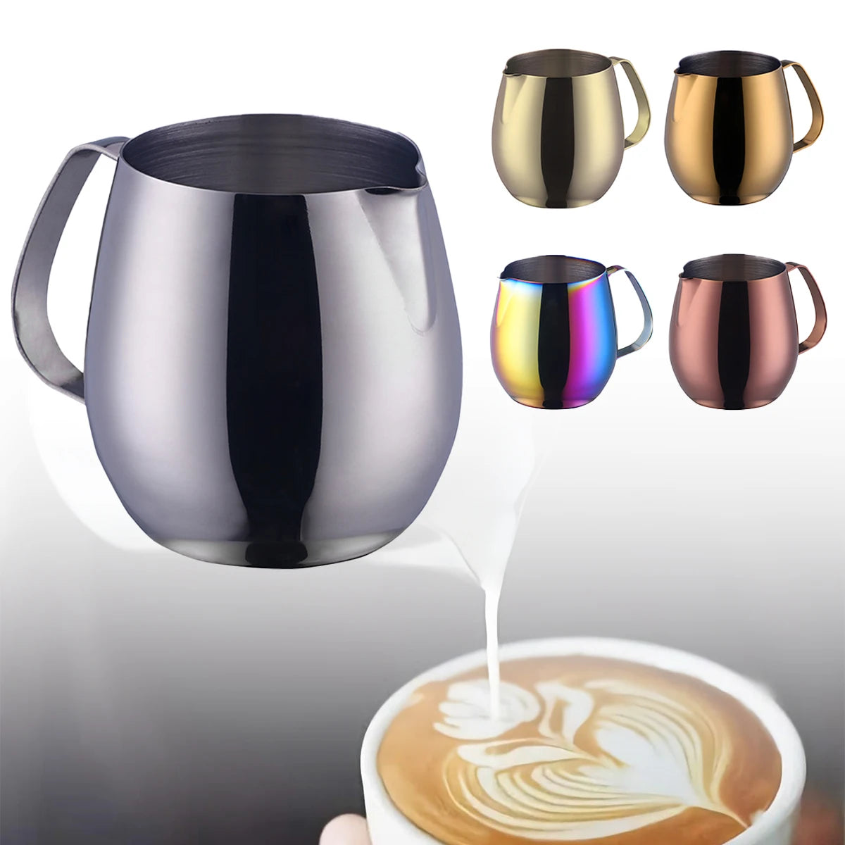 10oz Stainless Steel Milk Frothing Pitcher – 300ml Precision Spout for Latte Art, Barista-Grade Steaming Jug, Coffee Accessories Oasis Select