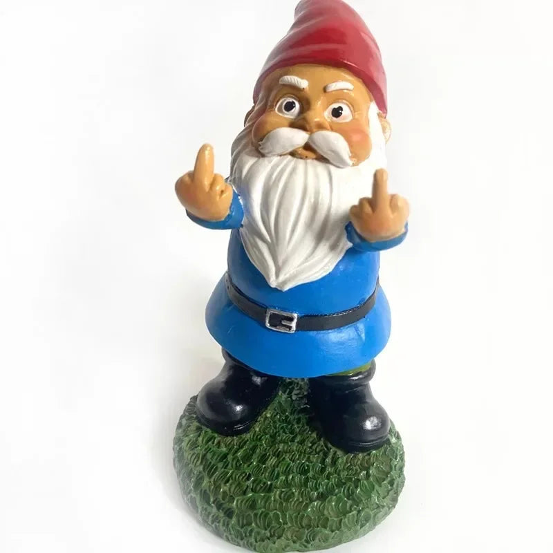 Rebellious Garden Gnome Statue Making a Rude Gesture with Long White Beard Funny Outdoor Decor for Garden Yard Gift for Friend Oasis Select C