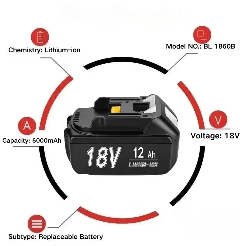 For Makita 18V 6Ah8Ah12Ah Battery Rechargeable Battery 18650 Lithium-ion Cell Suitable For Makita Power Tool Oasis Select