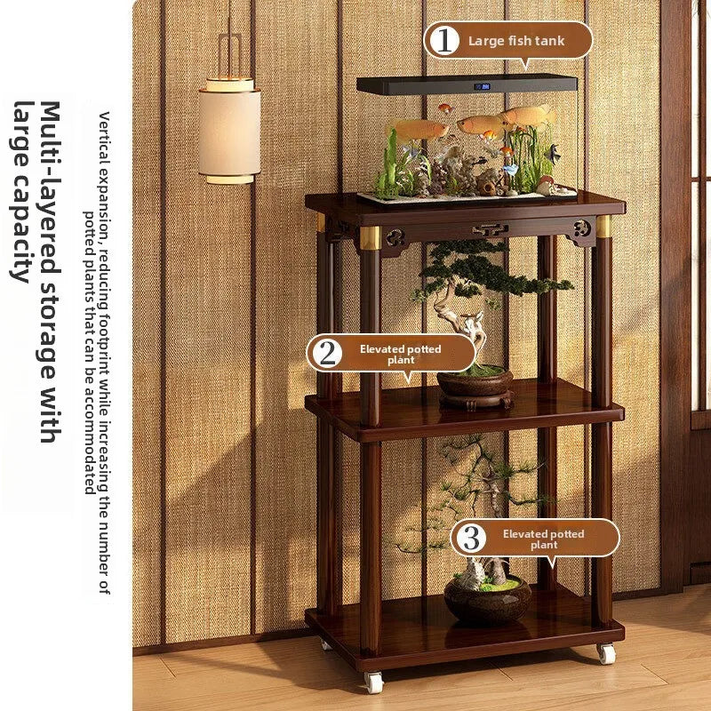 Flower table household living room multi-layer shelf entry door fish tank placed balcony outdoor movable plant flower pot rack Oasis Select