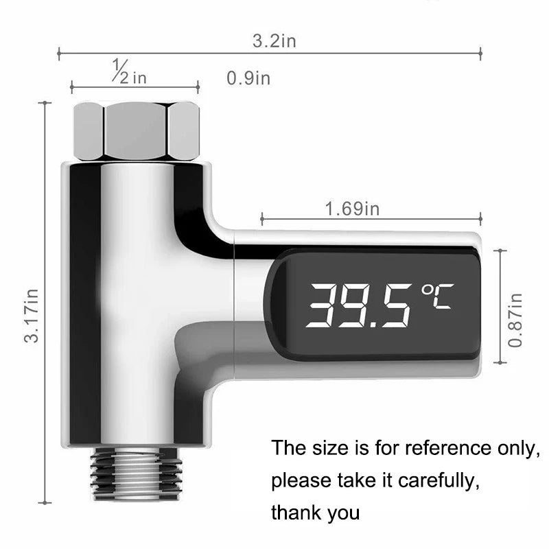LED Display Household Water Shower Thermometer 5-85℃ Flow Self-powered Water Thermometer Monitoring Baby Care Energy Smart Meter Oasis Select