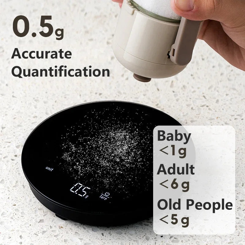 Kitchen Cooking Salt and Pepper Shakers Quantitative Glass Seasoning Bottle Each Press 0.5g Metering Household Salt Jar Oasis Select
