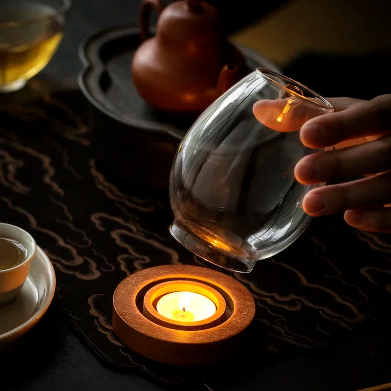 Transparent Glass Candlestick Chinese Decoration Romantic Candlelight Dinner Zen Retro Home Windproof Candle Cover Oasis Select