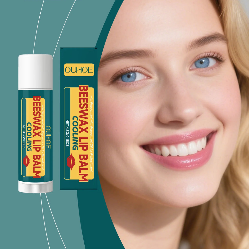 OUHOE Anti-Peeling Mint Beeswax Lip Balm - Hydrates, Moisturizes Softens Plumps and Nourishes Lips for Daily Care Oasis Select