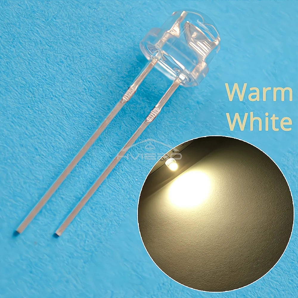 100Pcs 5mm Straw Hat LED Diodes – Wide Angle DIY Light Beads
