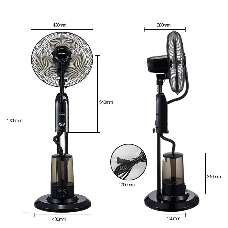 3.2L Mist Floor Fan – Remote, Oscillating, 3-Speed, 75W