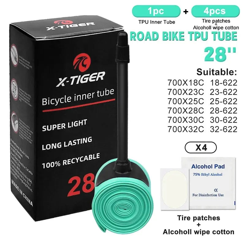X-TIGER 2024 New Ultralight Bike Inner Tube 18-32C Road MTB Bicycle TPU Tire 700C 45/65/85mm Length French Valve Bike Light Tube Oasis Select