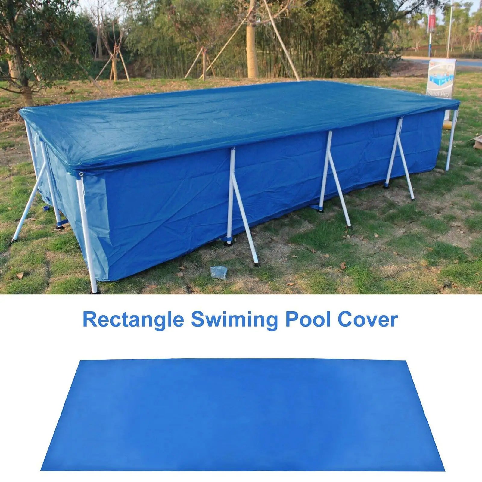 Rectangle Pool Cover Waterproof PE Foldable Inflatable Pool Cover for aboveGround Pool Family Pool Cover Outdoor Paddling Oasis Select