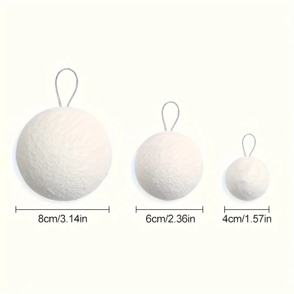 6pcs White Foam Christmas Ornaments - Elegant Hanging Snowball Decorations for Xmas Tree, Winter Parties, and Holiday Home Decor Oasis Select Pure White 8cm 6pcs