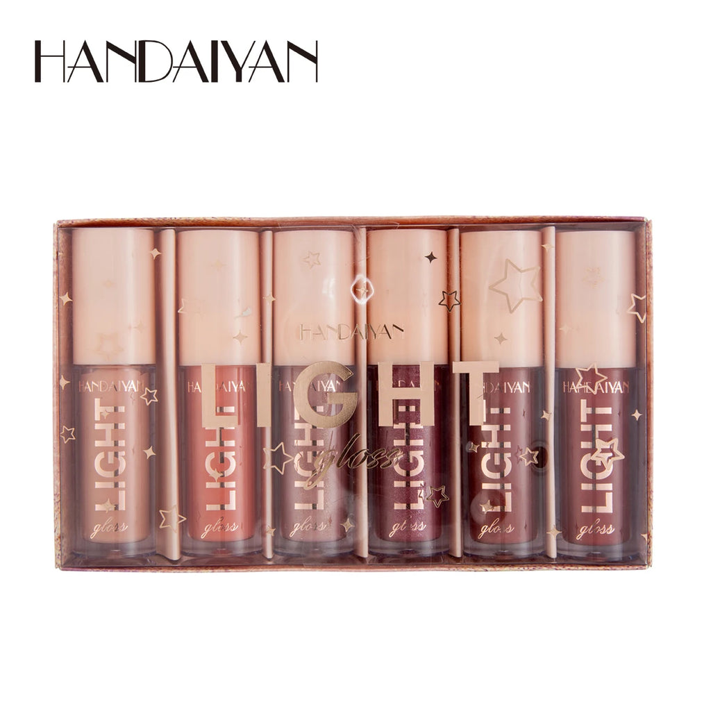 HANDAIYAN 6-Piece Mirror Lip Gloss Set – Long-Lasting & Non-Stick