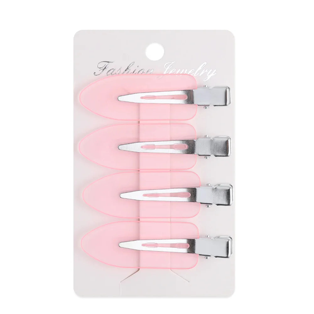 4 Pcs Seamless No Crease Barrettes Makeup Clip No Bend Hair Clip Professional Salon Styling Fixed hairpin Woman Man Hairdressing Oasis Select A23-P