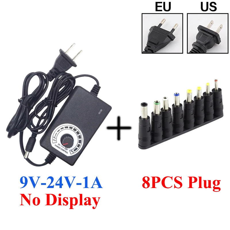 Transformer AC 220V TO DC 9V-24V 12V 24V Adjustable Power Supply AC 220 V TO DC 9 12 24 V 1A 3A 5A Transformers With 8PCS Plug Oasis Select 1A NO Dis With 8PCS EU Plug
