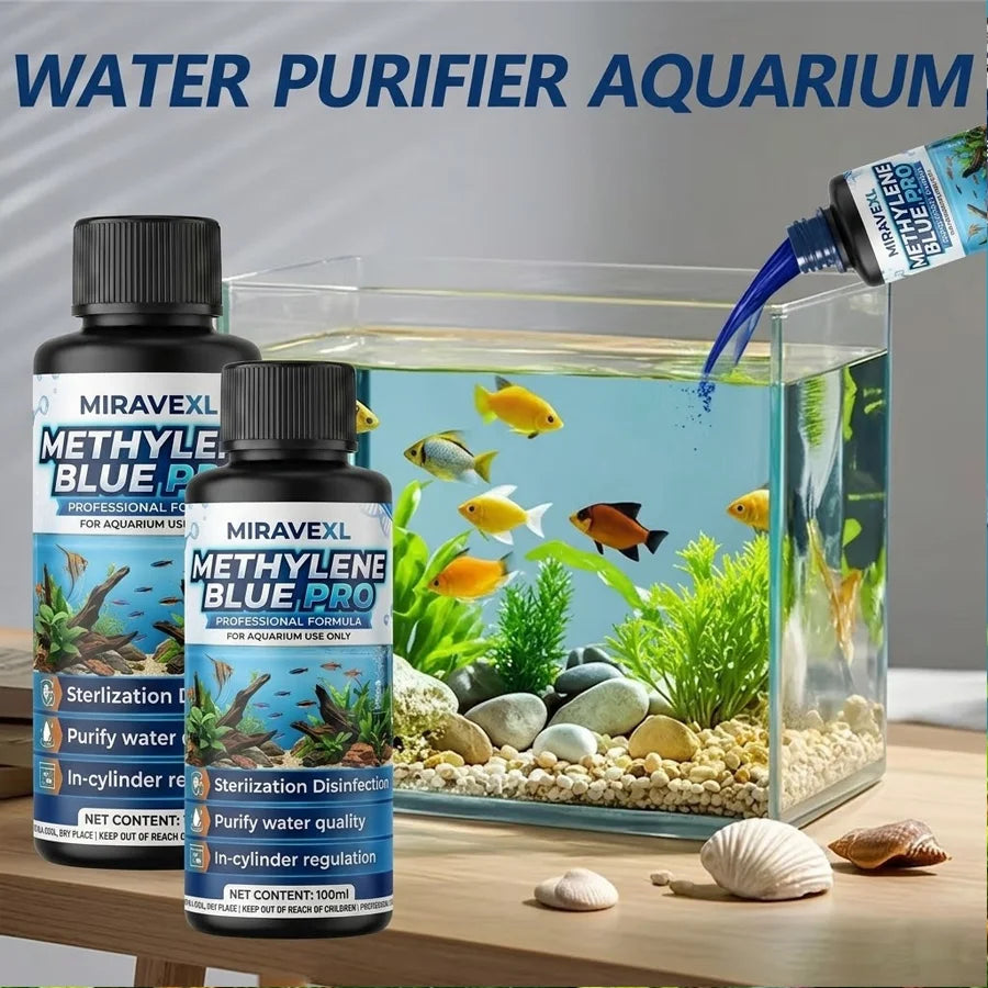 Concentrated Methylene Blue for Fish Aquarium Water Treatment - with Measuring Cup, Dropper & Gloves Oasis Select