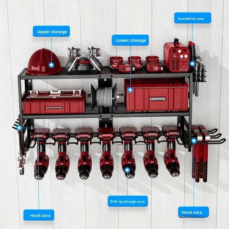 Electric tool storage rack Folding laminate Hardware tool storage rack Wall hanging Handheld electric drill rack Oasis Select