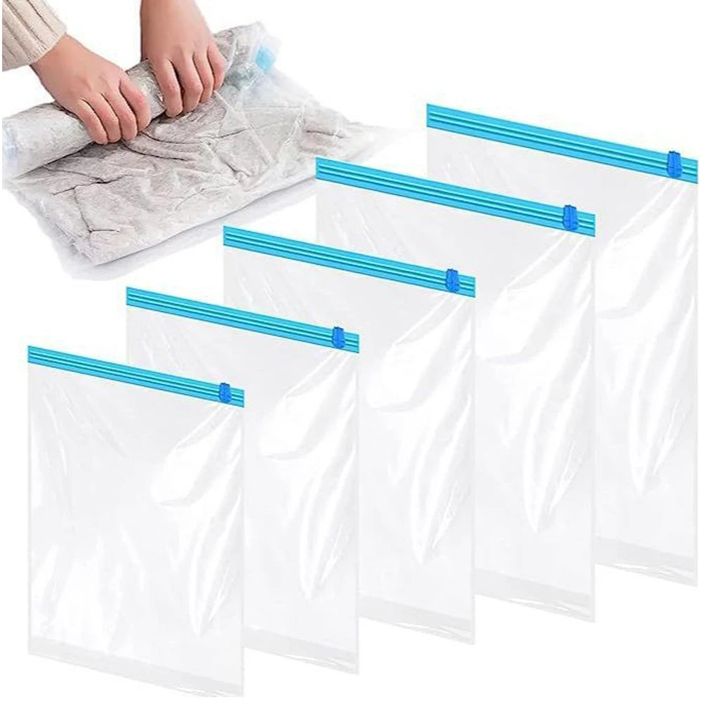 4-Pack Travel Compression Bags – No Vacuum or Pump Needed