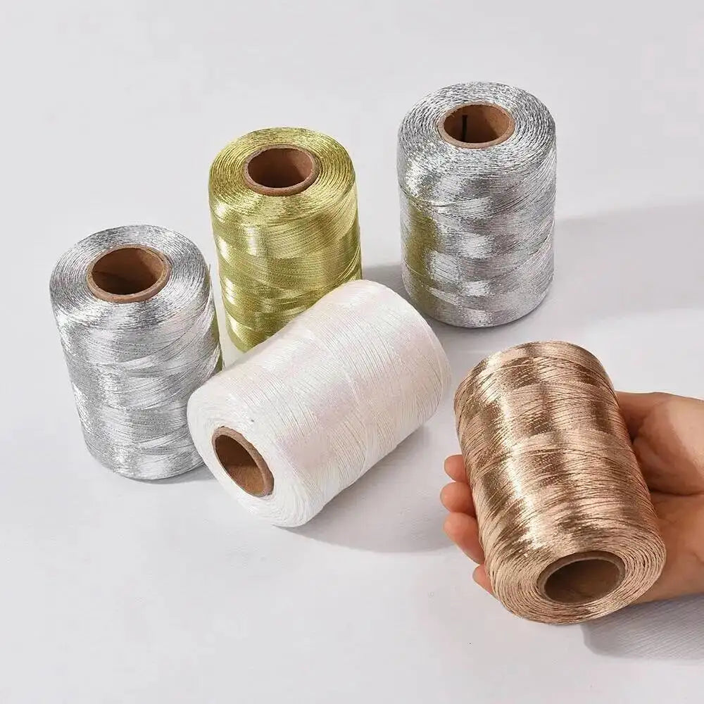200g Metallic Yarn Glitter Gold Sliver Cord Thread DIY Sewing Accessories Handmade Knitting Crochet Handbag Purse Yarn Oasis Select