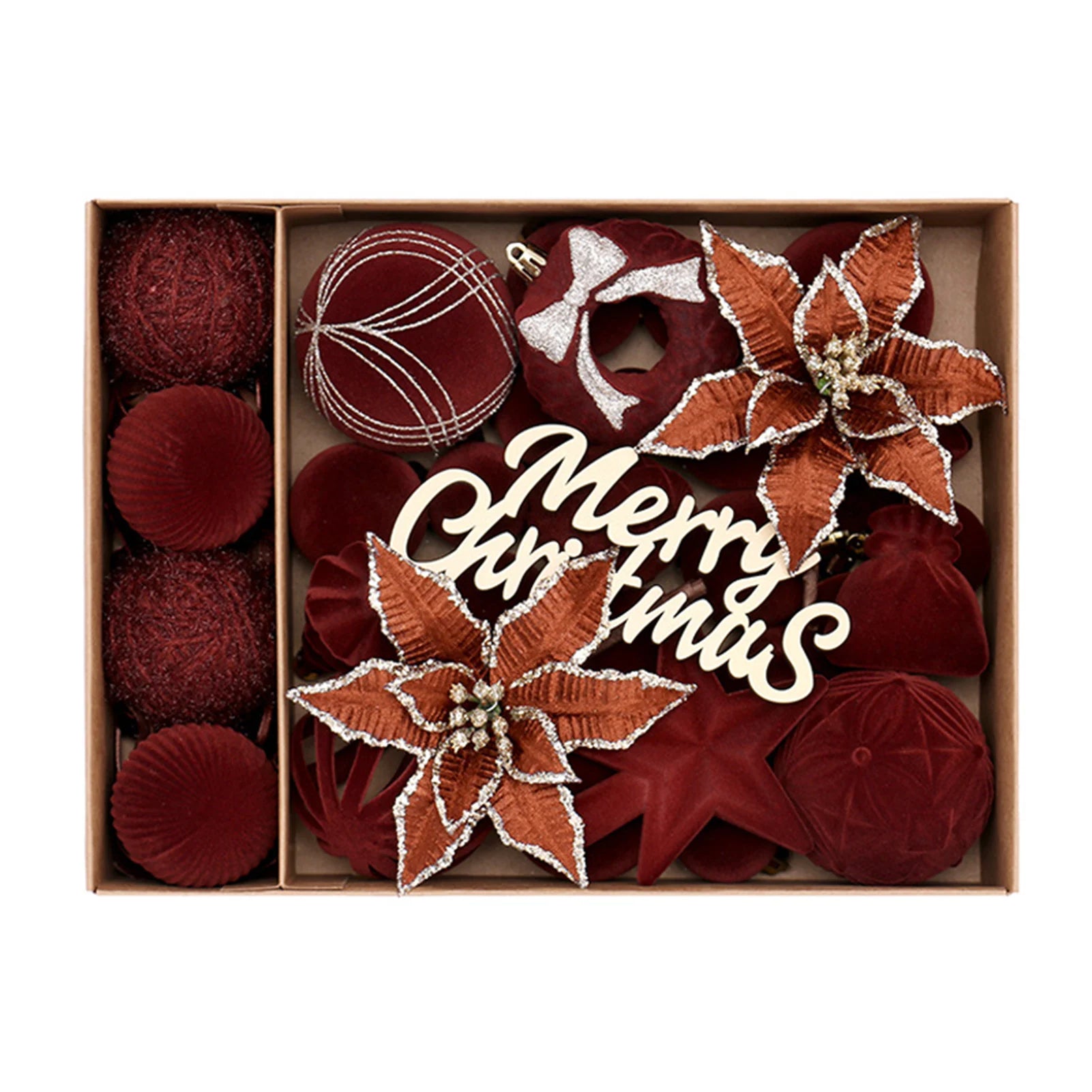 38-Piece Velvet Christmas Ball Ornament Set – Mixed Colors