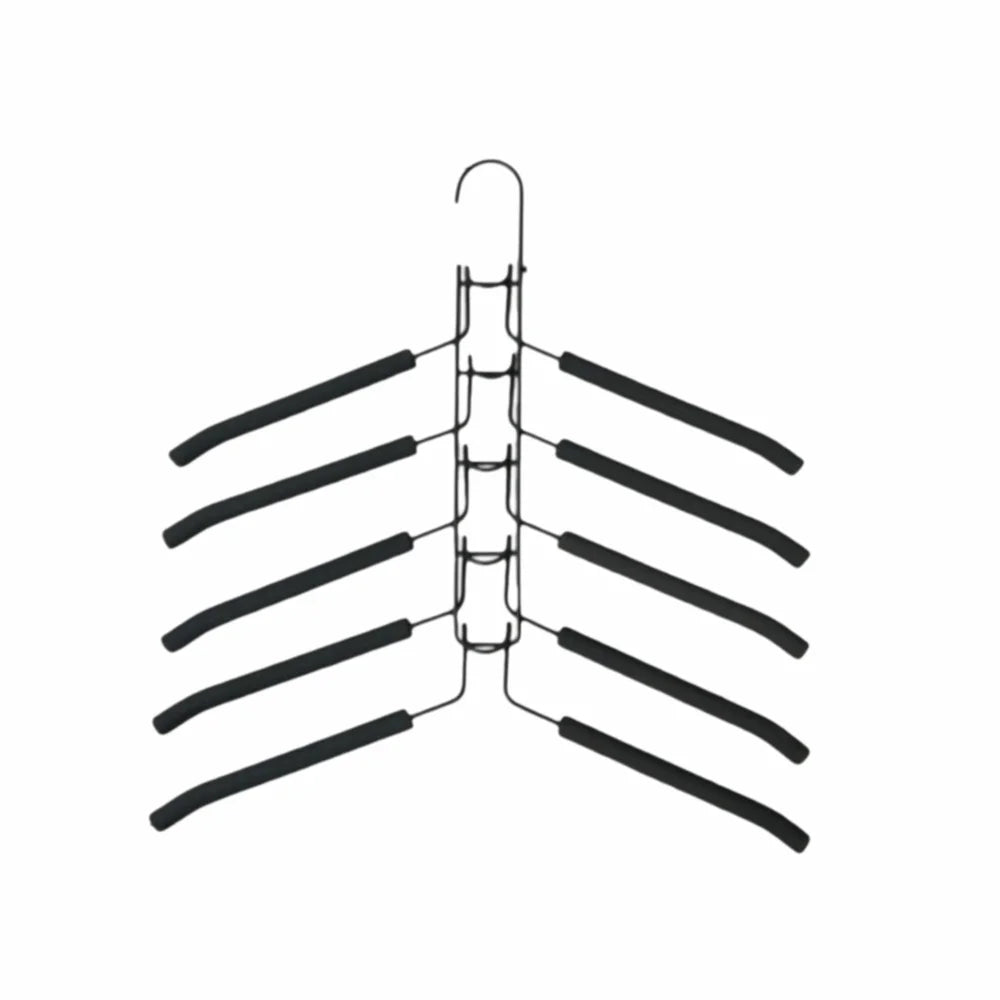 5 in 1 Multi Layer Hanger Detachable Non-Slip Foam Pads Multifunctional Clothes Rack Durable Seamless Space Saving Hanger Oasis Select Black