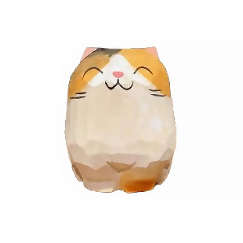 Handmade Wooden Carved Cat Figurine Multi Style Cute Kitten Sculpture Calico Orange Cat Desktop Decor Home Indoor Art Craft Oasis Select Calico cat