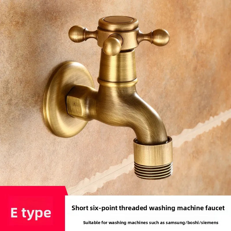 Vintage Solid Brass Single Handle Faucet for Washing Machine Wall Mounted Water Tap Oasis Select H