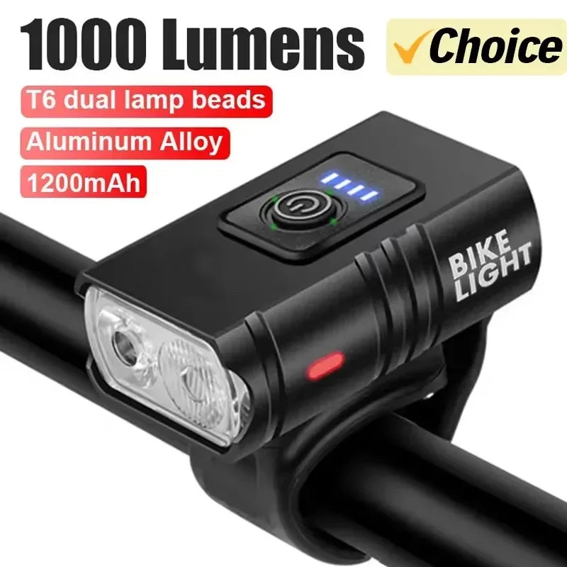 Solar USB Rechargeable Bike Light 1200LM – MTB & Road Front Lamp