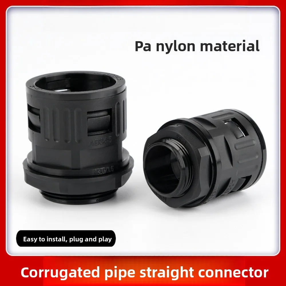 10 pcs Nylon Plastic Corrugated Tube Connectors Pipe Joint AD13 15.8 18.5 21.2 25 28.5 34.5 End Fittings Plastic Conduit Gland Oasis Select AD10-M10x1.5 10 pcs