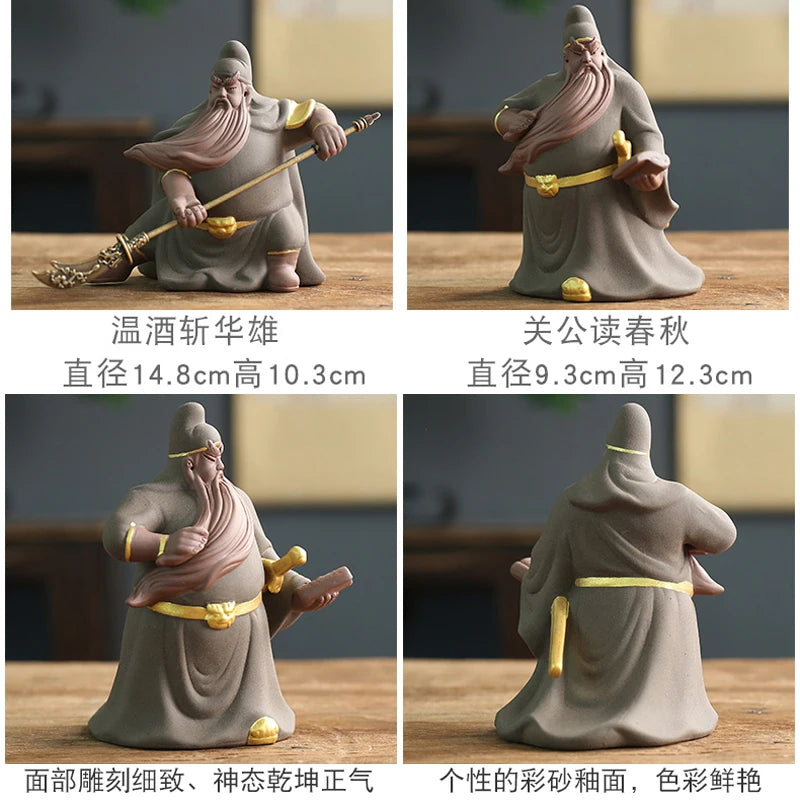 Purple Sand Tea Pet Decoration Zhongyi Guan Gong Creative Hand-carved Tea Pet Tea Tray Ceremony Crafts Oasis Select