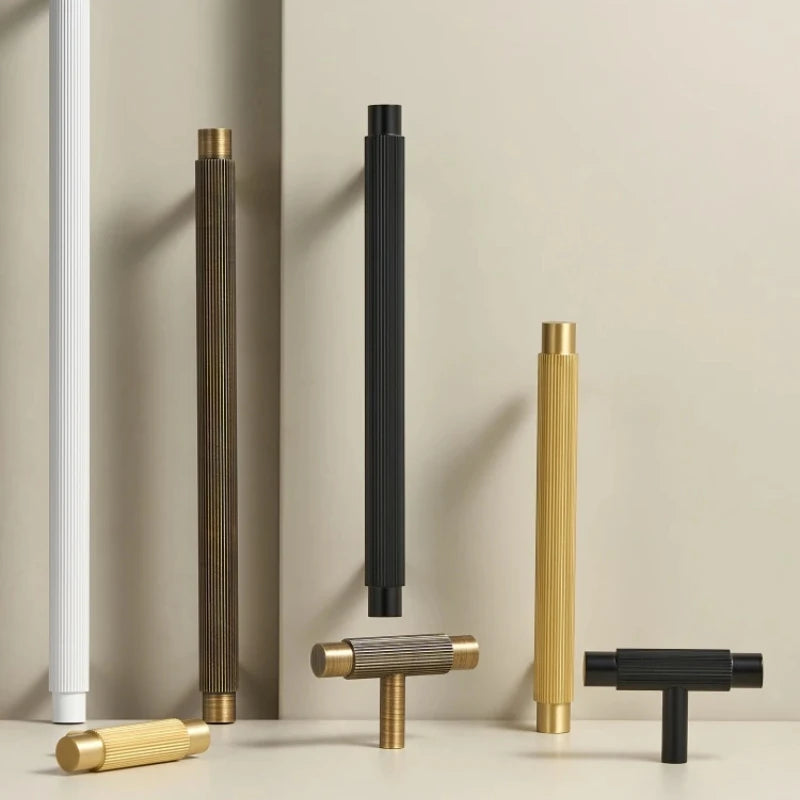 Solid Brass Linear Cabinet Handle Drawer Tbar Cabinet Door Pull White Matte Gold Bronze Available Many Size Opation Oasis Select