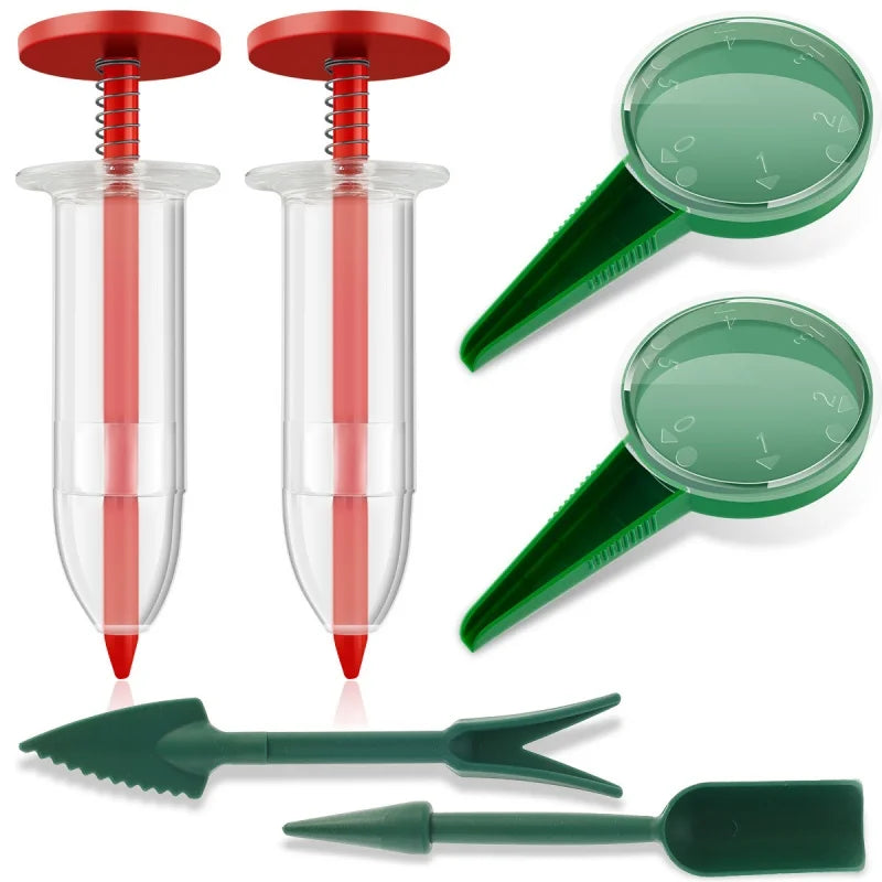 Manual Seed Sower Adjustable Seed Depth Hand Planter with Seed Spacing Control Seed for Vegetables Flowers Garden Tool Oasis Select Red 6-piece set