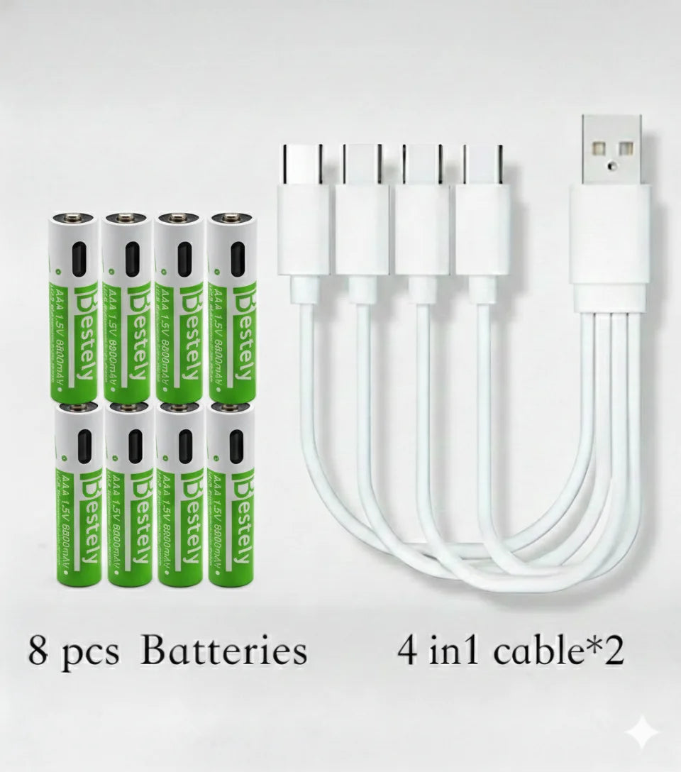 1.5V Best Selling Series-AA 12000mAh & AAA 6800mAh USB Rechargeable Batteries For Everyday Devices Stable output, long lifespan Oasis Select 8 PCS AAA Batteries