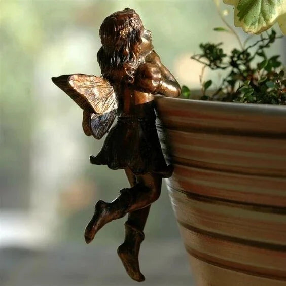 Fairy Girl Hanging Cup Resin Decoration Fairy Combination Flower Basket Edge Decoration Garden Pot Ornaments Oasis Select B